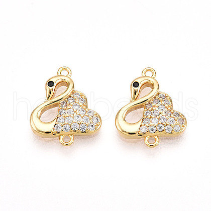 Brass Micro Pave Cubic Zirconia Connector Charms KK-T074-53G-1