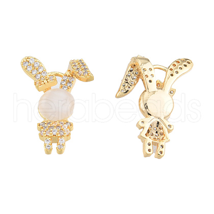 Brass Micro Pave Clear Cubic Zirconia Pendants KK-N231-383-1