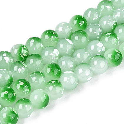 Baking Paint Glass Beads Strands DGLA-N015-8mm-09-1
