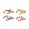 Rack Plating Brass Pave Clear Cubic Zirconia Fold Over Clasps KK-G455-09-1