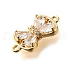 Brass Clear Cubic Zirconia Connector Charms KK-U065-04B-G-2