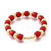 ABS Imitation Pearl Round Beads Stretch Bracelets for Women BJEW-D317-12C-G-4