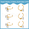 Unicraftale 12Pcs 6 Styles 304 Stainless Steel Open Cuff Ring Components STAS-UN0061-30-3
