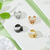 FIBLOOM 4Pcs 4 Colors Stainless Steel Toggle Clasps Shape Open Cuff Rings Set for Lover RJEW-FI0001-18-4