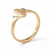 Ion Plating(IP) 201 Stainless Steel Cactus Adjustable Ring for Women RJEW-K238-03G-3