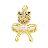 Brass Micro Pave Clear Cubic Zirconia Pendants KK-R159-27G-1