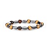 8mm Round Naturla Tiger Eye & Twist Synthetic Non-magnetic Hematite Beaded Stretch Bracelets for Women Men UP4024-2-1