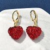 Heart Brass Rhinestone Leverback Earrings EJEW-K289-10G-1