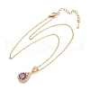 Teardrop Brass Micro Pave Cubic Zirconia Pendant Neckalces NJEW-C076-23G-4