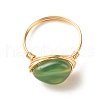 Natural Agate Oval Finger Rings RJEW-JR00441-03-6