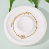 Brass Micro Pave Cubic Zirconia Birthday Flower Link Bracelets BJEW-U031-01G-10-1