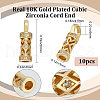 Beebeecraft 10Pcs Brass Micro Pave Cubic Zirconia Cord End KK-BBC0010-49-2