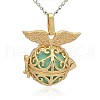 Golden Tone Brass Hollow Round Cage Pendants KK-J237-02G-3