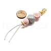Sunflower Silicone & Natural Wood Beads Pendant Decorations HJEW-JM03080-02-5