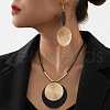 Flat Round Alloy Pendant Necklace & Dangle Earring Sets FS-WGFADC7-03-2