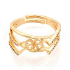 Brass Micro Pave Clear Cubic Zirconia Adjustable Ring Settings KK-T076-13G-2