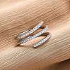 Brass Micro Pave Clear Cubic Zirconia Open Cuff Rings for Women RJEW-S624-04P-2