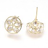 Brass Stud Earrings EJEW-P155-02G-NF-3