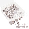 Flat Round Stainless Steel Stud Earring Settings STAS-PH0018-62P-5