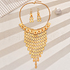 Elegant Middle Eastern Style Iron Flower Oval Tassels Earrings & Necklaces Sets for Women's Banquet IO3336-1