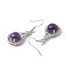 Natural Amethyst Teardrop Dangle Earrings with Crystal Rhinestone EJEW-A092-02P-13-4