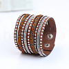 9-row Suede Cord & Rhinestone & Alloy Rivet Wrap Bracelets WG9BE7D-09-1