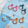FIBLOOM 3 Pairs 3 Colors Resin & Wooden Donut Dangle Stud Earrings with 316 Surgical Stainless Steel Pins EJEW-FI0002-47-5