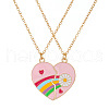 2Pcs Fashionable Alloy Enamel BFF Rainbow Heart Pendant Necklaces for Women FS-WGCCF5D-02-2