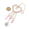 Natural Rose Quartz Chip Beads with Brass Findings Pendant Decorations HJEW-JM01814-01-3