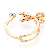 Brass Micro Pave Clear Cubic Zirconia Cuff Ring Settings KK-T076-11G-3