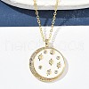 Brass Micro Pave Clear Cubic Zirconia Enamel Flat Round Moon Pendant Necklaces for Women NJEW-S449-03C-G-3