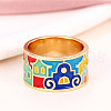 House Pattern Brass Enamel Finger Rings FS-WG03239-04-2