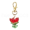 Flower Glass Pendants Decorations HJEW-MZ00248-01-2