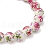 Handmade Flower Printed Porcelain Ceramic Beaded Stretch Bracelets BJEW-JB11910-01-4