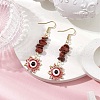Evil Eye Natural Red Jasper Chip & Seed Beads Dangle Earrings EJEW-MZ00166-03-2