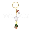 Christmas Theme Glass Seed Beads & Alloy Enamel Charms Keychain KEYC-MZ00008-1