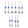 5 Pairs 5 Styles Ocean Theme Alloy Dangle Earrings EJEW-JE05475-S-1