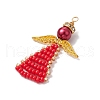Angel Glass Seed Beads Pendants Decrotions HJEW-MZ00113-04-3