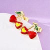 Cherry Brass Stud Earrings EJEW-H158-03G-3