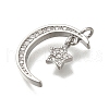 Rack Plating Brass Micro Pave  Cubic Zirconia Pendants KK-M014-12P-2