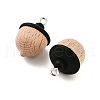 Wood and Iron Pinecone Pendants PALLOY-R155-02P-2