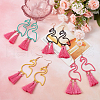 ANATTASOUL 4 Pairs 4 Colors Alloy Flamingo Chandelier Earrings EJEW-AN0004-43-7