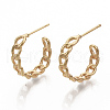 Semicircular Brass Stud Earrings KK-T050-54G-NF-1