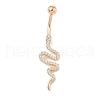 Snake Brass Micro Pave Clear Cubic Zirconia Curved Barbell Belly Rings AJEW-L099-03G-2