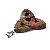 Triangle Knot Natural & Synthetic Mixed Stone Pendants with Brass Clasps G-R220-09-4