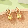 Rhombus & Flat Round Brass Micro Pave Cubic Zirconia Stud Earrings for Women EJEW-G428-20G-01-1