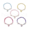 5Pcs Synthetic Moonstone & Glass Beaded Stretch Bracelets Alloy Acrylic Butterfly Charm Bracelets for Women BJEW-JB11855-2
