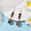 Natural Tiger Eye Chips Dangle Earrings EJEW-JE05634-03-2