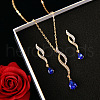 Teardrop Alloy with Rhinestone Pendant Necklace & Stud Dangle Earring FS-WGF5802-03-1