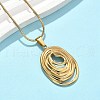 304 Stainless Steel Oval Pendant Necklaces & Stud Earrings Sets for Women SJEW-B020-01G-2